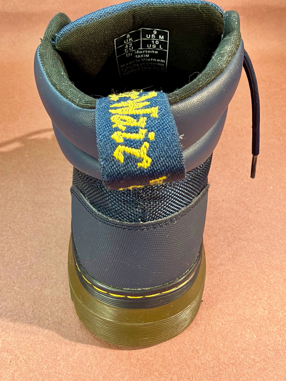 Dr. Martens Navy Blue Tech Vinyl and Canvas Lace-Up Work Boots - Picture 7 of 9